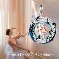 wholesale 925 Sterling Silver Dancing Ballerina Pendant Music Notes Blue Crystal Necklace for Women Girls Gifts-0-1