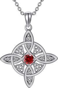 wholesale Sterling Silver Birthstone Witches Knot Necklace Witch Amulet Jewelry-01-Jan.