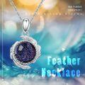 wholesale 925 Sterling Silver Natural Druzy Agate Feather Pendant Necklaces for Women-0-3