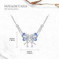 wholesale 925 Sterling Silver Blue & White Crystal Butterfly Pendant Necklace with Extender Chain Gift Set-0-2