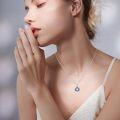 wholesale 925 Sterling Silver Blue Opalite Lotus Pendant Necklaces for Women Evil Eye Protection -0-5
