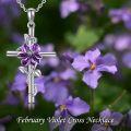 wholesale 925 Sterling Silver Purple Carnation Floral Cross Pendant Necklaces for Women-0-5