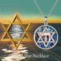 wholesale 925 Sterling Silver Abalone Shell Star of David Pendant Necklace for Women Men Judaica Gifts with 18 Chain-0-4