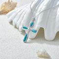wholesale 925 Sterling Silver Turquoise Western Bohemian Cross Pendant Necklace for Women - Unique s-0-1