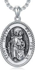 wholesale 925 Sterling Silver Saint Joseph Pendant with Chain - Religious Jewelry for Men & Women-0-0