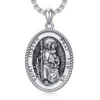 wholesale 925 Sterling Silver Saint Joseph Pendant with Chain - Religious Jewelry for Men & Women-01-Saint Joseph Necklace