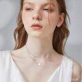 wholesale 925 Sterling Silver Heart Layered Choker Necklace s for Women-0-1