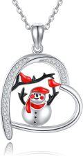 wholesale 925 Sterling Silver Snowman Heart Pendant Necklace - Festive Holiday  for Women-0-0