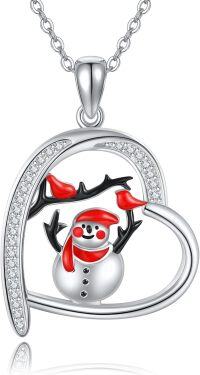 wholesale 925 Sterling Silver Snowman Heart Pendant Necklace - Festive Holiday  for Women-Snowman with Heart