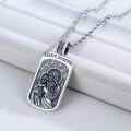 wholesale 925 Sterling Silver Saint Joseph Pendant Oxidized Religious Dog Tag With Rope Chain-0-1