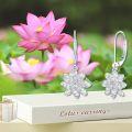 wholesale 925 Sterling Silver Hypoallergenic Lotus Flower Leverback Dangle Drop Earrings-0-2