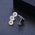 wholesale 925 Sterling Silver Citrine Daisy Flower Stud Earrings Hypoallergenic Jewelry for Women Girls-0-1