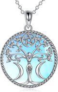 wholesale 925 Sterling Silver Tree of Life Pentagram Triple Moon Goddess Pendant Necklace-0-0