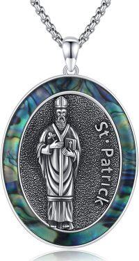 wholesale 925 Sterling Silver St Patrick's Day Protection Medal Pendant Necklace for Men & Women-St Patrick Necklace for Men