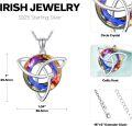 wholesale 925 Sterling Silver Rainbow Crystal Celtic Knot Trinity Pendant Necklace-0-2