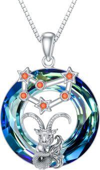 wholesale Sterling Silver Zodiac Necklace with 12 Constellations Horoscope Heart Pendant for Women-02-Capricorn Necklace(12.22-01.19)-02-Capricorn Necklace(12.22-01.19)