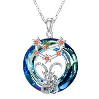 wholesale 925 Sterling Silver Zodiac Necklace with 12 Constellations Horoscope Heart Pendant for Women-02-Capricorn Necklace(12.22-01.19)-02-Capricorn Necklace(12.22-01.19)