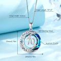 wholesale 925 Sterling Silver 70th Birthday Gift Blue Crystal Celtic Moon & Stars Pendant Necklace for Women-0-5
