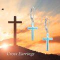 wholesale Sterling Silver Cross Leverback Dangle Drop Earrings for Women Men-0-10