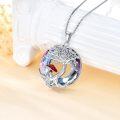 wholesale 925 Sterling Silver Crystal Tree of Life Red Mushroom Pendant Necklace for Women-0-3
