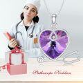 wholesale Sterling Silver Heart Crystal Stethoscope Necklace for Nurse Doctor Women-0-9