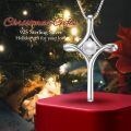 TOUPOP Sterling Silver Birthstone Cross Necklace For Women Fine Jewelry Gifts-0-2