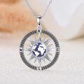 wholesale 925 Sterling Silver 925 Compass Pendant Necklace w/Starfish & Wave Design - Nautical Jewelry for Women-0-2