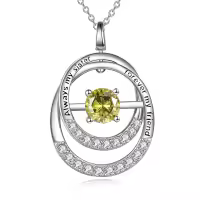 TOUPOP Sterling Silver Peridot Double Circle Pendant Necklace-undefined