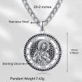 wholesale 925 Sterling Silver Saint Jude Pendant with Black CZs and Wheat Chain - Catholic Prayer  for Men & Women-0-4