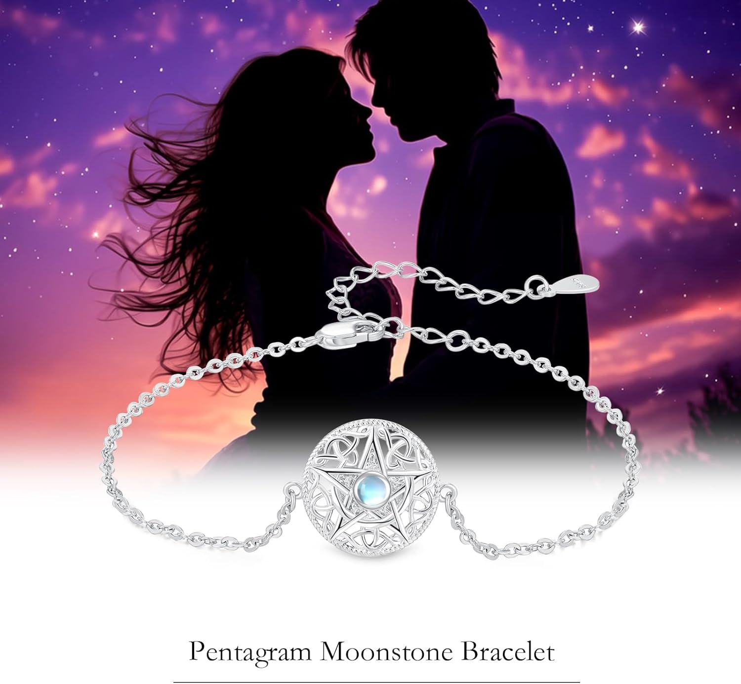 wholesale 925 Sterling Silver Round Celtic Knot Moonstone Adjustable Bracelet - Irish  for Women-0-5