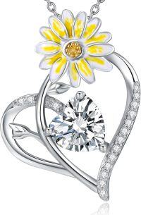 wholesale 925 Sterling Silver Birthstone Flower Necklace for Women-04-Apr-Daisy