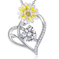 wholesale 925 Sterling Silver Birthstone Flower Necklace for Women-04-Apr-Daisy