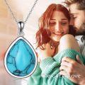 wholesale 925 Sterling Silver Turquoise Teardrop Necklace - 18 Chain, 28.3x15.4mm Pendant, Hypoallergenic, Gift for Women-0-2
