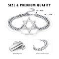 wholesale 925 Sterling Silver Star Of David Charm Bracelet Platinum Plated Double Chain For Women-0-4