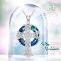 TOUPOP 925 Sterling Silver Celtic Cross Pendant Necklace Women's Gift-0-3