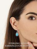 wholesale Filigree Earrings For Women 925 Sterling Silver Teardrop Gemstone Dangle Earrings Fine Jewelry Christmas Gifts For Women -0-1