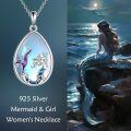 wholesale 925 Sterling Silver Teardrop Moonstone Mermaid Pendant Necklace-0-1