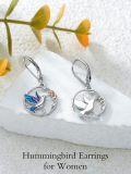 wholesale 925 Sterling Silver Enamel Hummingbird Leverback Drop Dangle Earrings Gift-0-3