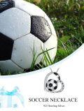 wholesale 925 Sterling Silver Soccer Ball Pendant Necklace with Cubic Zirconia and Inspirational Message I CAN DO ALL THINGS for Women-0-1
