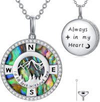 wholesale 925 Sterling Silver Compass with Abalone Shell and Mountain Pendant Necklace - Always in My Heart Keepsake Jewelry-16-Compass