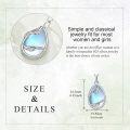 wholesale 925 Sterling Silver Teardrop Moonstone Wing Pendant Necklace for Women - Mothers Day Gift for Cat Lovers and Teen Girls-0-2
