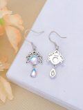 wholesale 925 Sterling Silver Rainbow Moonstone Teardrop Leverback Dangle Earrings for Women-0-4