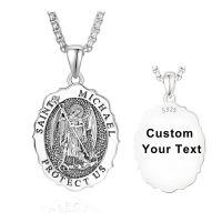 wholesale 925 Sterling Silver & 24k Gold Plated Customizable St Michael Protect Us Medal Pendant Necklace for Men and Women-St Michael-Silver-St Michael-Silver-Personalized-St Michael-Silver-Personalized-St Michael-Silver