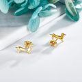 wholesale 14K Yellow Gold Wiener Dog Stud Earrings with Diamond Accents - Gifts for Women-0-3