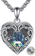 wholesale 925 Sterling Silver Bear Paw Photo Locket Pendant Necklace Gifts for Women-0-0