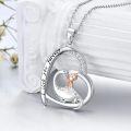 wholesale 925 Sterling Silver Moonstone Howling Wolves Pendant Necklace for Women Girls s 45cm Chain Length-0-3