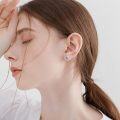 wholesale 925 Sterling Silver Pink Crystal Heart Daisy Flower Stud Earrings for Women and Girls-0-4