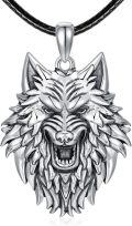 wholesale 925 Sterling Silver Norse Wolf Head Pendant - Viking  for Men & Women-0-0