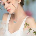 wholesale 925 Sterling Silver Blue Opal Butterfly Pendant Necklace Elegant Charm s for Her-0-3