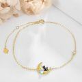 wholesale 14k Moon Cat Bracelet With Sapphire Moonstone And Lab Diamond Charm-0-2